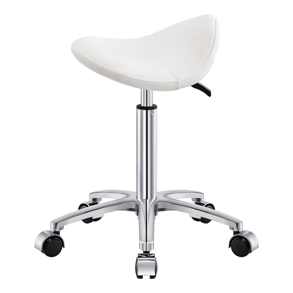 Dream In Reality Nero Saddle Stool (9909): White, Side View