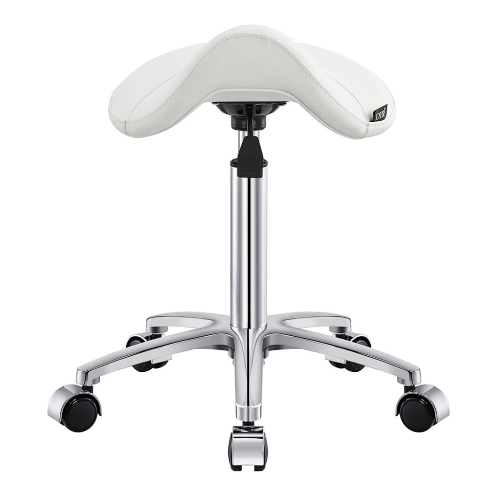 Dream In Reality Nero Saddle Stool (9909): White, Front View