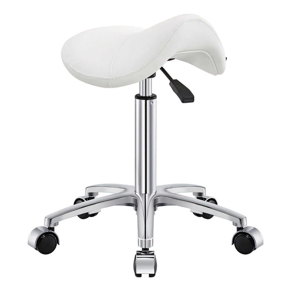 Dream In Reality Nero Saddle Stool (9909): White, Back View