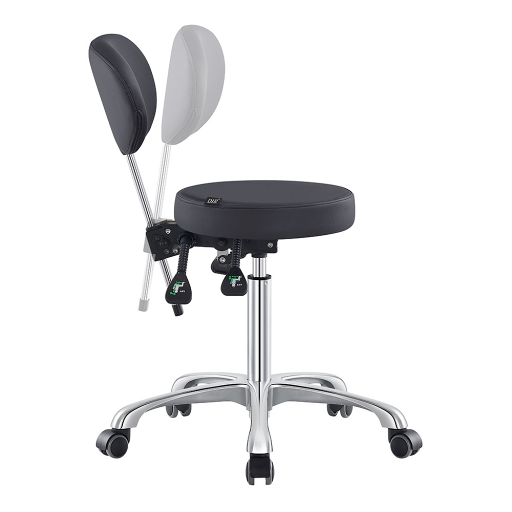 Dream In Reality Polaris Rolling Stool (Black): Adjustable Backrest 