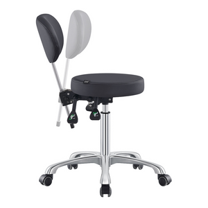 Dream In Reality Polaris Rolling Stool (Black): Adjustable Backrest