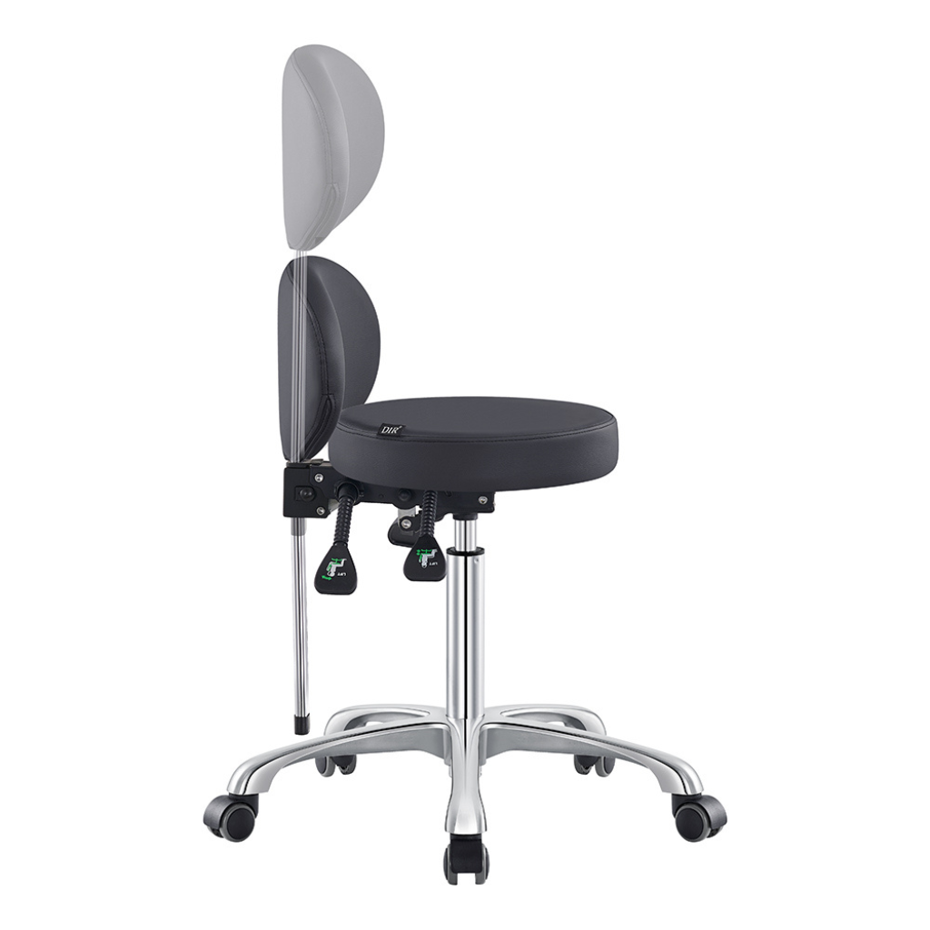 Dream In Reality Polaris Rolling Stool (Black): Backrest Lift