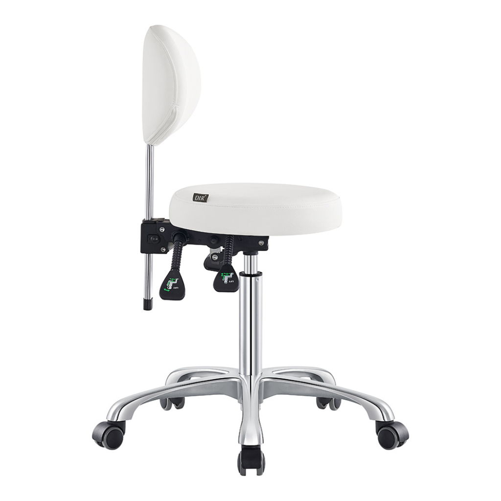 Dream In Reality Polaris Rolling Stool (White): Side View