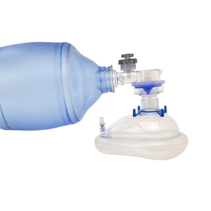 Dynarex Resp-O2 Manual Pulmonary Resuscitator illustrating the soft cushioned facial mask