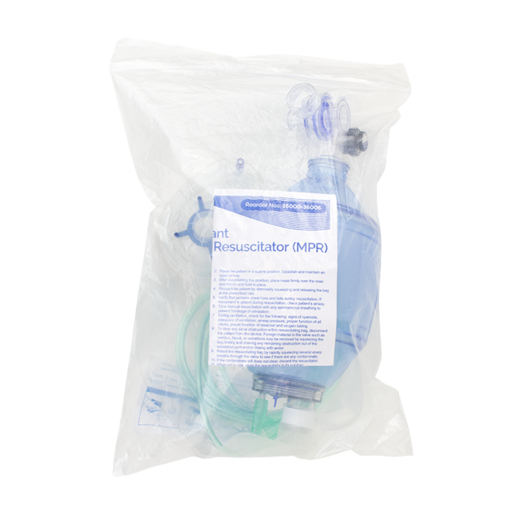 Illustration of the individually packed Dynarex Resp-O2 Manual Pulmonary Resuscitator
