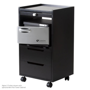 Earthlite Alpha2 Trolley Black with Cabinet Open