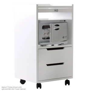 Earthlite Alpha2 Trolley White with Cabinet open