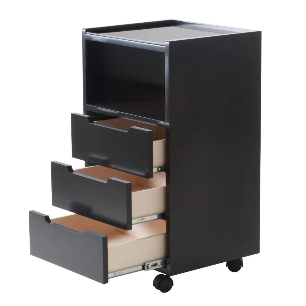 Earthlite Alpha3 Trolley Black Drawers Open