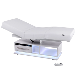 The Earthlite Everest Eclipse 2.0 Salon Top Lift Table illustrating the optional Warming Drawer.