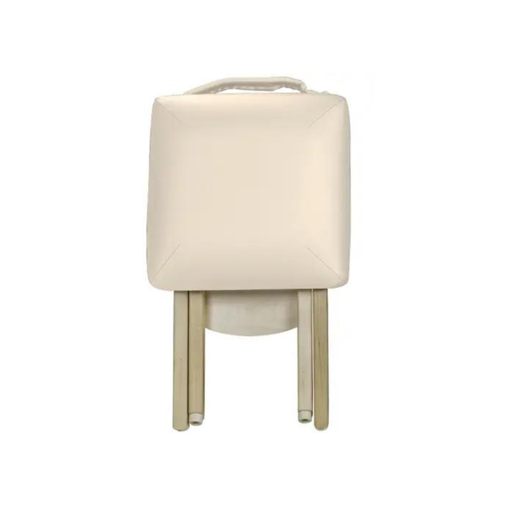 Earthlite Folding Massage Stool Standing Front Vanilla Creme