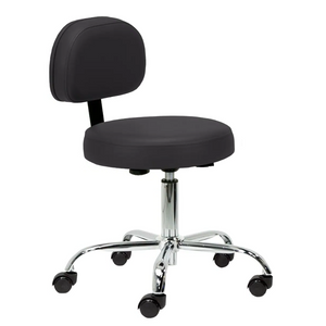 Earthlite Pneumatic Rolling Massage Stool with Backrest Black