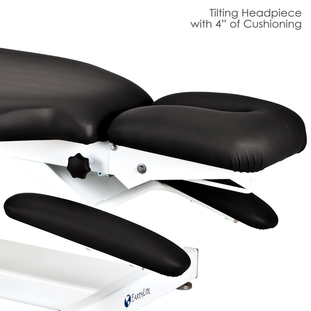 Earthlite Apex treatment bench tilting headpiece with 4-inch cushioning for enhanced client comfort in medical wellness practices.