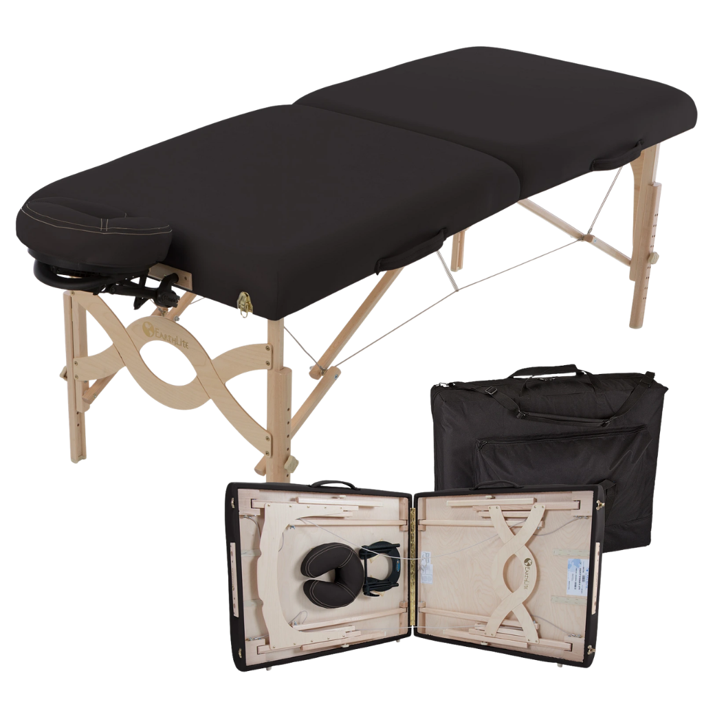 Earthlite Avalon XD Massage Flat Table Package with Flex-Rest Face Cradle, Strata Face Pillow and heavy duty carry case.