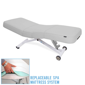 Earthlite Ellora LX multi-treatment table replaceable spa mattress system for long-term use and hygiene in med spa and medical wellness practices.