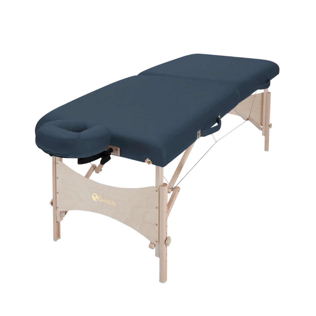 Earthlite Harmony DX Portable Massage Table with Agate upholstery for wellness practices.