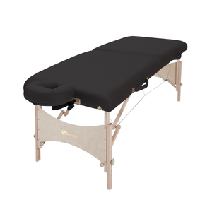 Earthlite Harmony DX Portable Massage Table with black upholstery for wellness practices.