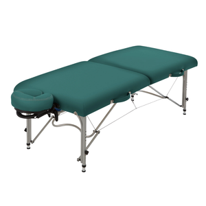 Earthlite Luna Portable Massage Table with Teal upholstery for wellness practices with a portable design for easy transport.