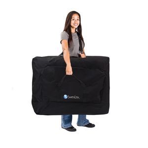 Earthlite MediSport Portable Treatment Table illustrating a model carrying the heavy duty carry case.