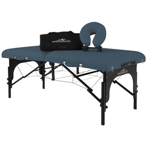 Earthlite Stronglite Premier Portable Massage Table package with table Flex-Rest platform with Strata FacePillow and carry case for wellness practices.