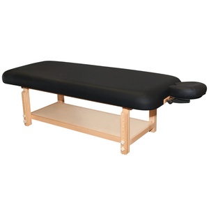 Earthlite Terra stationary massage treatment table with black upholstery for med spa and medical wellness practices.