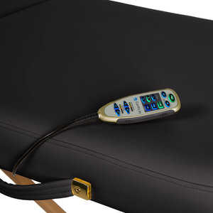 Earthlite Vibra-Therm Sports Therapy Table relaxor control remote for vibration and heat settings in wellness practices.