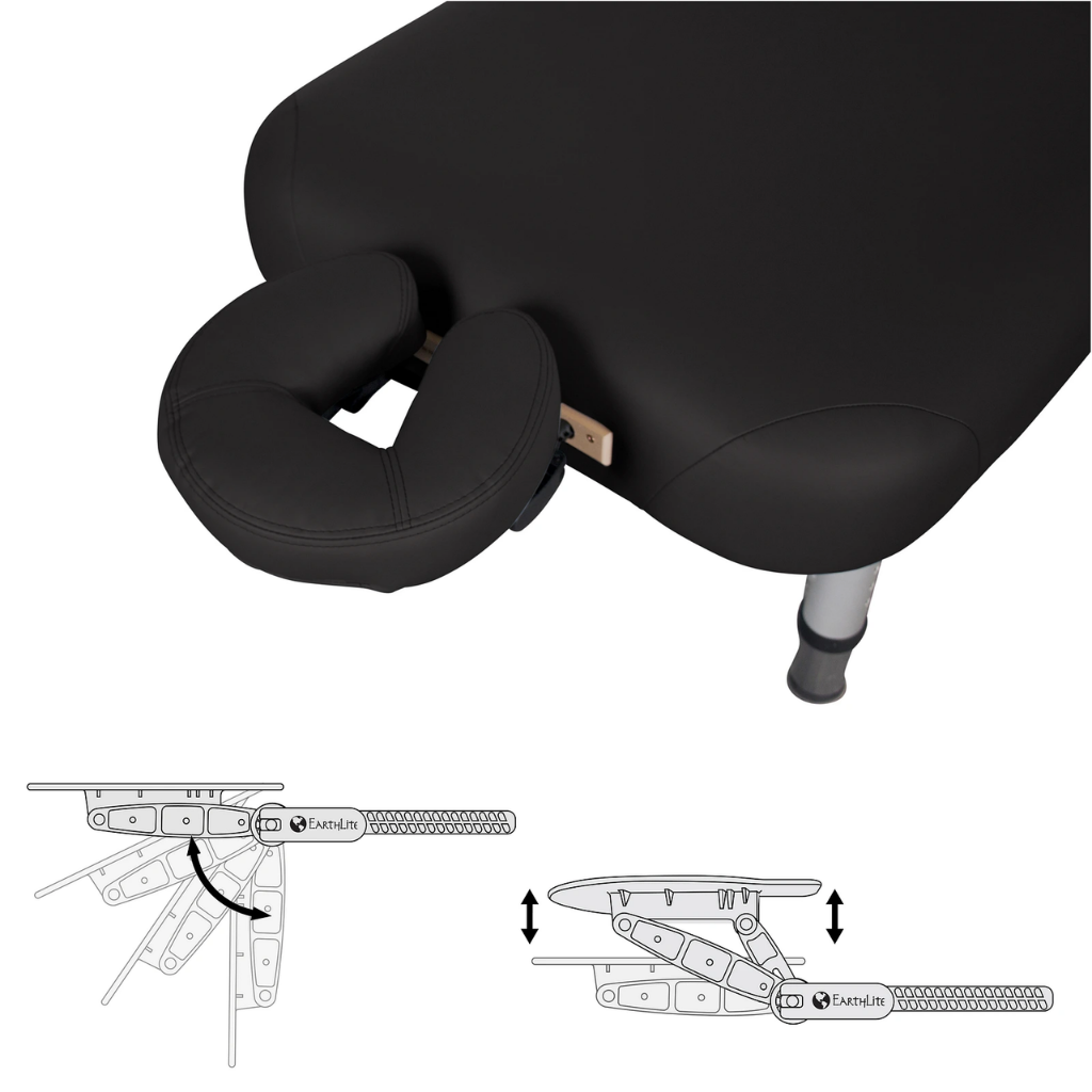Earthlite Yosemite 30 Low Height Treatment Table with face pillow attachment for enhanced client comfort in med spa and medical wellness practices.