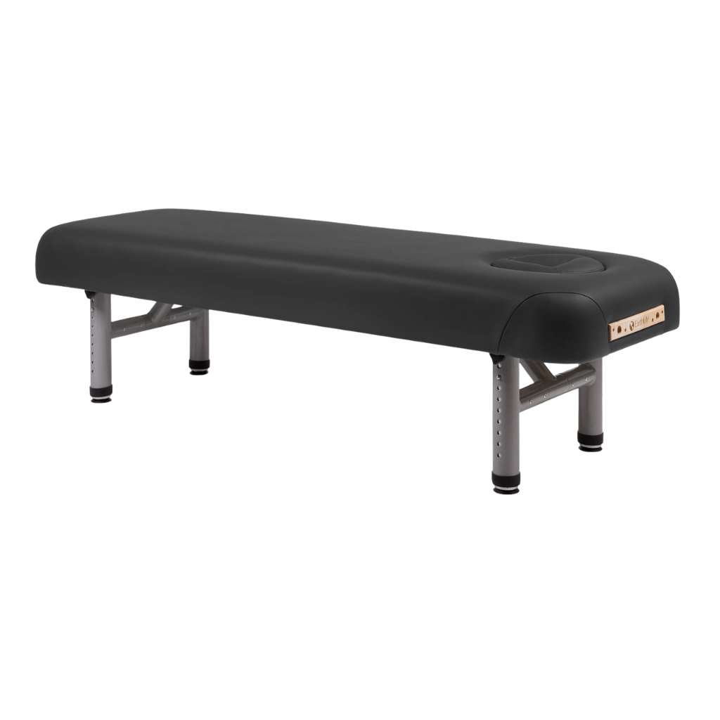 Earthlite Yosemite Compact Shiatsu Table with black upholstery and low-profile design for med spa and medical wellness practices