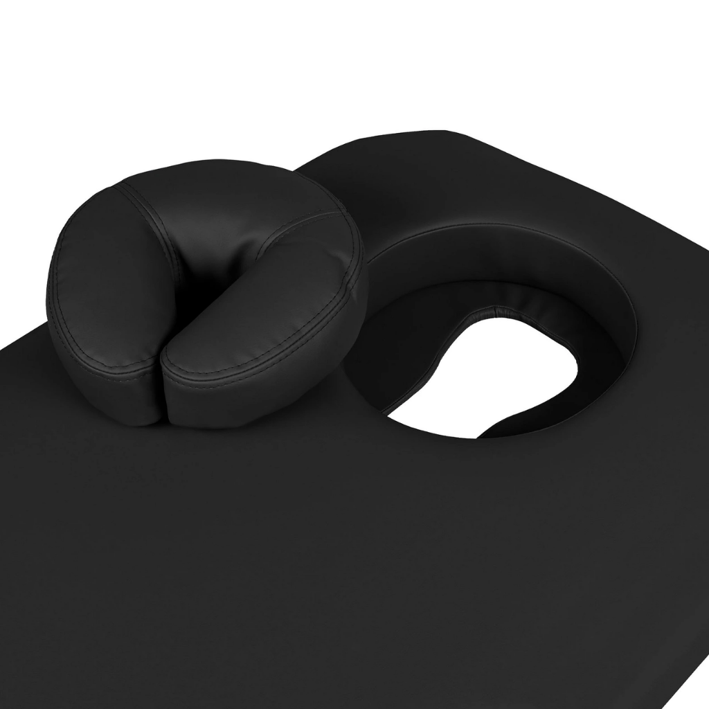 Earthlite Yosemite Compact Shiatsu Table showing removable face pillow and rounded face hole opening for client comfort in medical wellness practices.