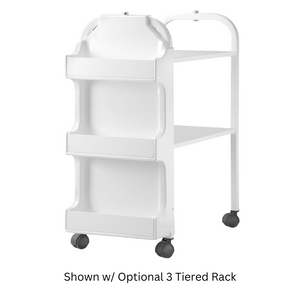 Side View of Equipro MedSpa Trolley/ Esthetician Cart 2 Shelves Basic TS-2 (51200) Shown with Optional 3 Tiered Rack