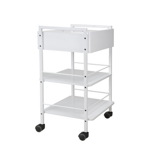 Silver Fox 3 Shelf Esthetician Cart with Locking Drawer Back Right Side View (1019A)