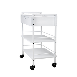 Silver Fox 3 Shelf Esthetician Cart with Locking Drawer Side View (1019A)