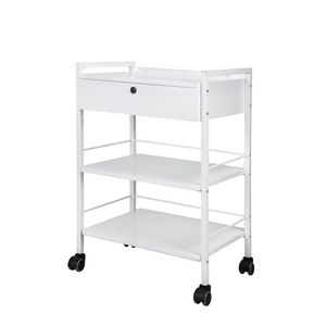 Silver Fox 3 Shelf Esthetician Cart with Locking Drawer Front Right View (1019A)