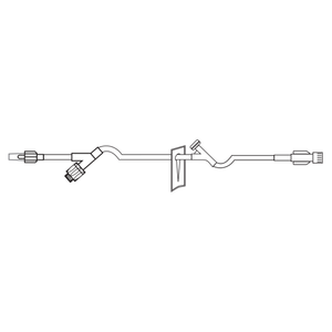 MedSource extension set visually showing each component including Needle free connection and both styles of Y-site connectors