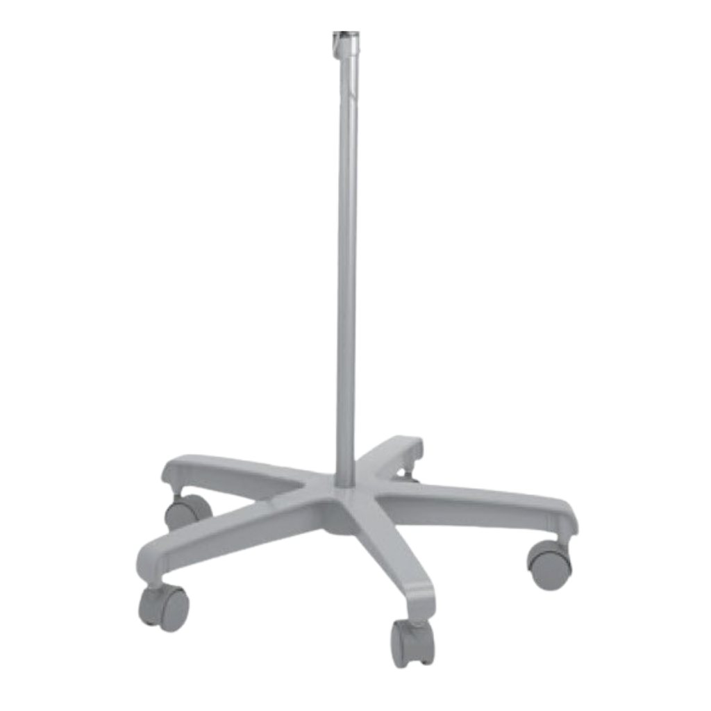 Stainless Steel Gray Hyfrecator base with wheels on a white background