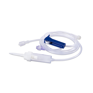 MedSource Labs dual-port IV administration set with 83-inch tubing, 10 or 15 drops/mL, and two Y-sites for reliable, sterile IV fluid delivery in med spa and wellness settings.