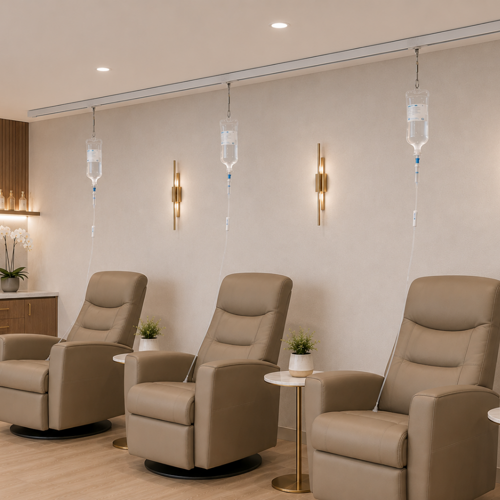 Ceiling-Mounted IV Pole Tracks For IV Therapy Businesses