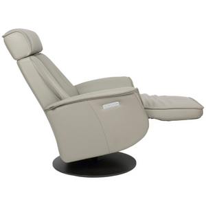 Ingrid IV Therapy Chair with Cement upholstery shown in a fully reclined position