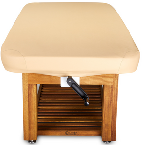 LEC Napa La Mer™ Spa and Salon Table with Teak Base End view