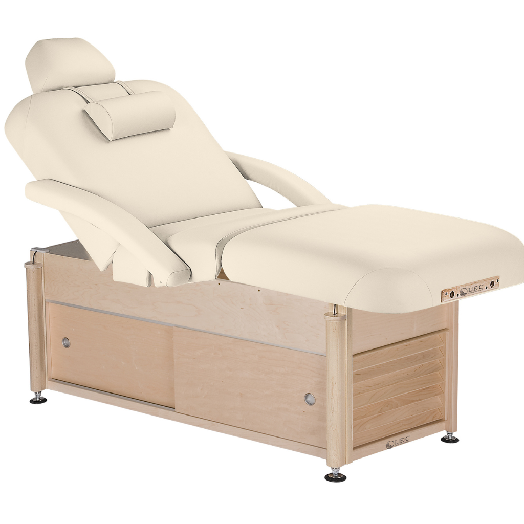 LEC Serenity™ Treatment Table with Salon Shelf optical accessories Vanilla Creme