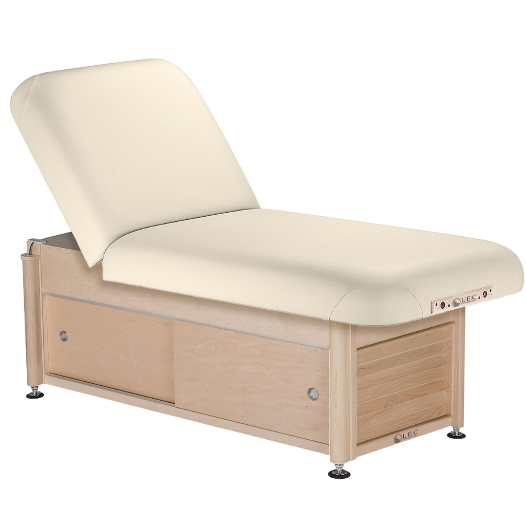LEC Serenity™ Treatment Table with Tilt Cabinet Vanilla Creme