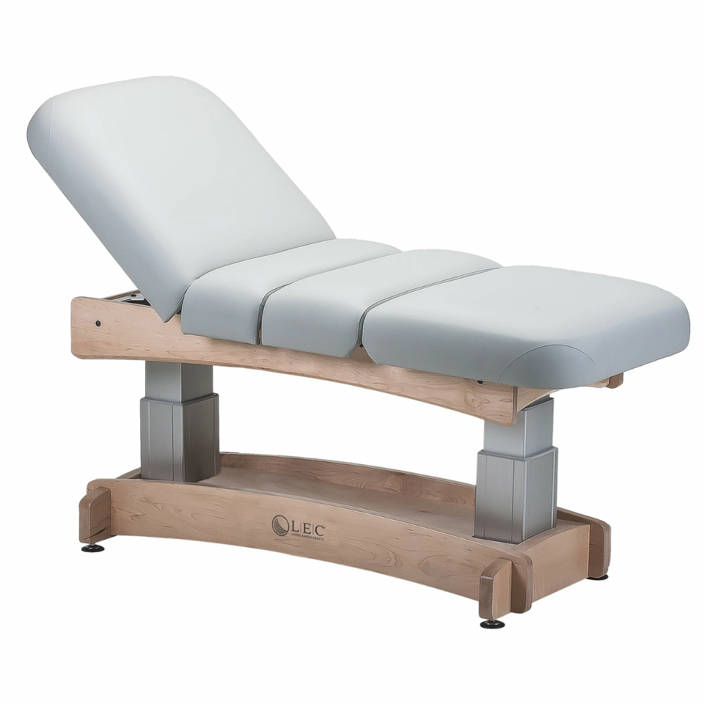 The LEC Aspen™ Spa Treatment Table is a versatile electric treatment table designed for Med Spa, IV Hydration, and Medical Wellness Practices that need both comfort and durability for daily treatments illustrating the salon top.