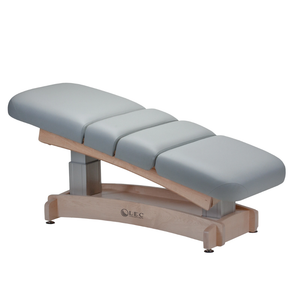 The LEC Aspen™ Spa Treatment Table illustrating the Salon top with Trendelenburg Tilt.