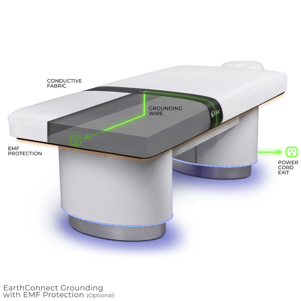 LEC INSIGNIA 2.0 HORIZON_Multi-Purpose Treatment Table with Replaceable Mattress with EarthConnect™ Grounding and EMF protection: Grounding is believed to neutralize free radicals that accumulate in our bodies by reconnecting us to the Earth’s electric potential.