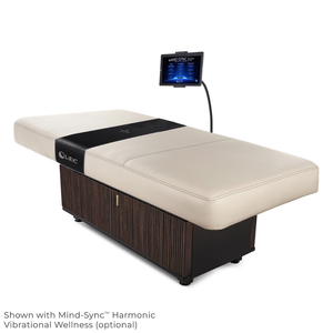 LEC INSIGNIA 2.0 WAVERLY™ multi-purpose treatment table with a replaceable mattress, ergonomic cushioning, and a durable design ideal for Med Spas and wellness practices, illustrating Mind-Sync Restorative Vibrational Wellness Option.