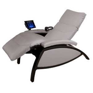 LEC Mind-Sync 2.0 Harmonic Wellness Lounger in a modern Med Spa setting, featuring a fully reclined ergonomic design with integrated harmonic sound and vibration technology for IV hydration and medical wellness treatments.