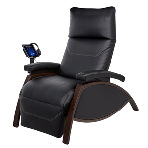 LEC Mind-Sync 2.0 Harmonic Wellness Lounger in a modern Med Spa setting, featuring a fully reclined ergonomic design with integrated harmonic sound and vibration technology for IV hydration and medical wellness treatments illustrating the upright position.