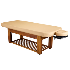 LEC Napa La Mer™ Spa and Salon Table with Teak Base with optional headrest.