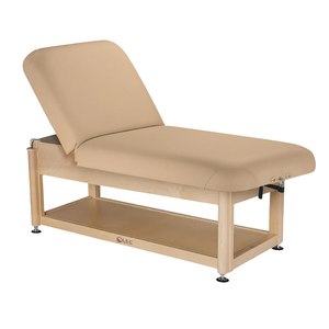 LEC Napa Treatment Table Shelf Base illustrating the tilt top.
