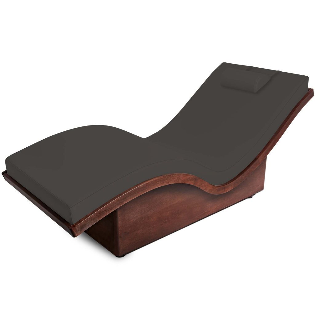 LEC NuWave Lounger Salt Room Edition with Graphite Grey upholstery ergonomic wave design chair for salt room and medical wellness practices.
