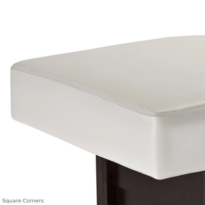 The LEC Pro Salon™ Modern Cabinetry treatment table illustrating square corners.